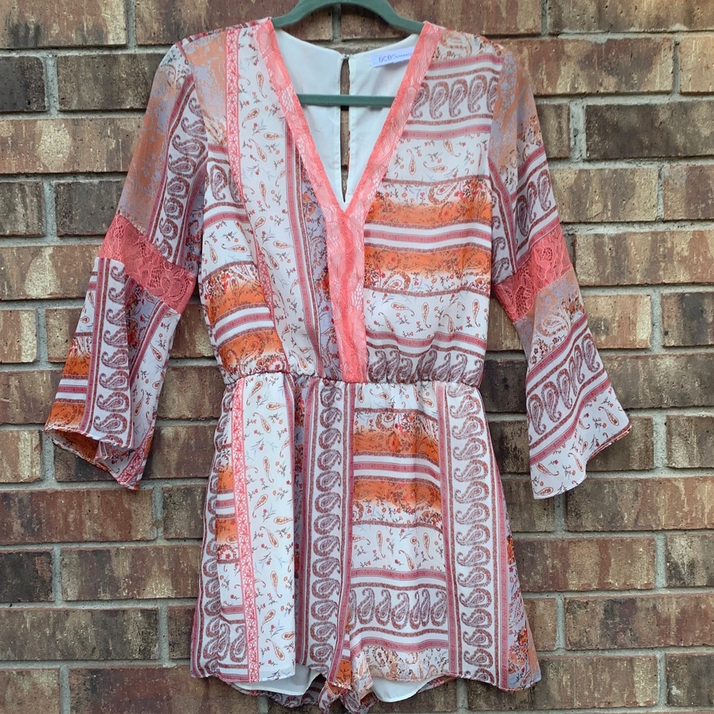 Bcbgeneration Printed Lace Insert Romper - image 2